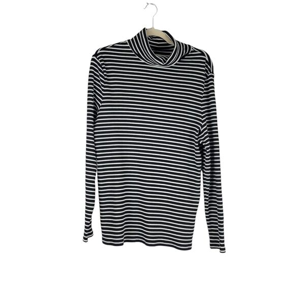 Charter Club Top Womens size XL Black Striped Long Sleeve Turtleneck Stretch NEW - Picture 1 of 8